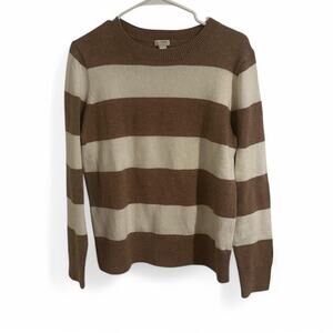 Jcrew brown and cream striped sweater